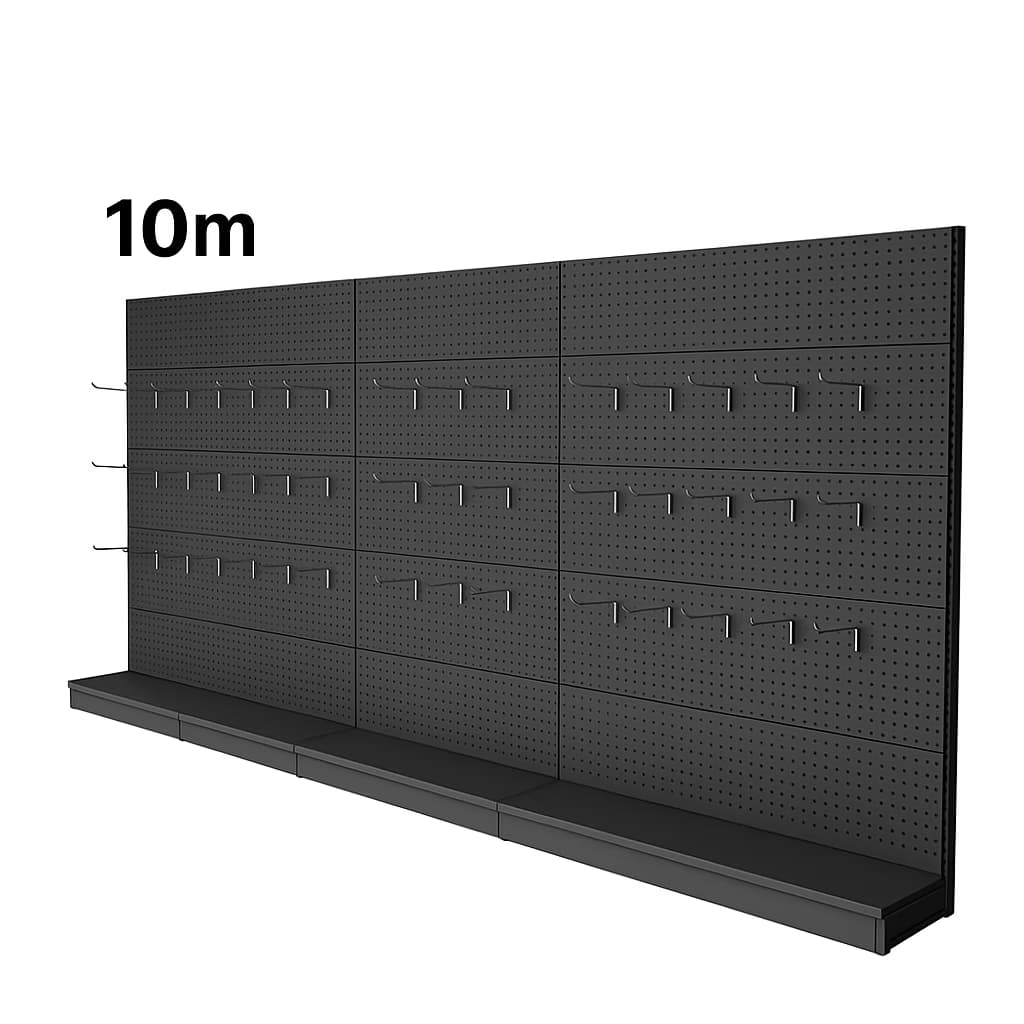 Raft metalic de perete perforat - 10m , fara polite , carlige incluse
